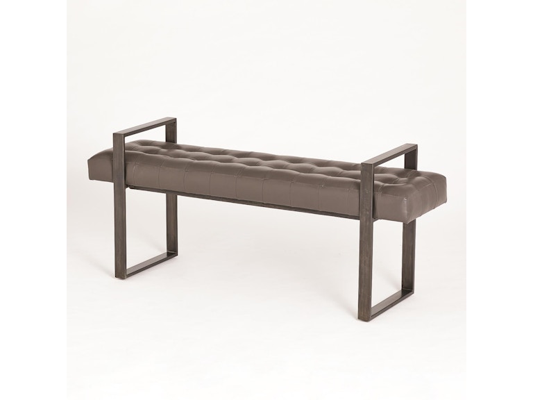 Global Views Living Room Dakota Bench-Graphite Leather WDSEH9033-GV at Norwood Furniture
