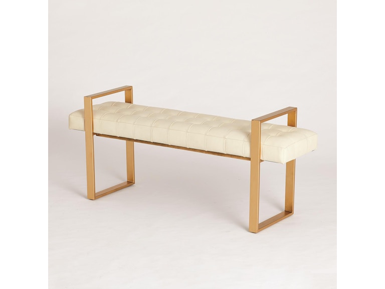 Global Views Living Room Dakota Bench-Ivory Leather WDSEH9034-GV at Norwood Furniture