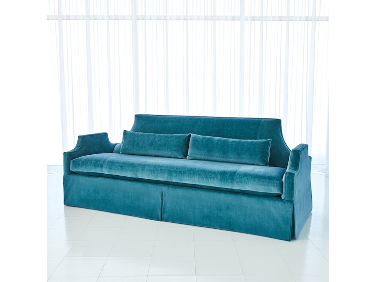 Global Views Living Room Diana Skirted Sofa-Dragonfly Blue ASH2090 at Norwood Furniture