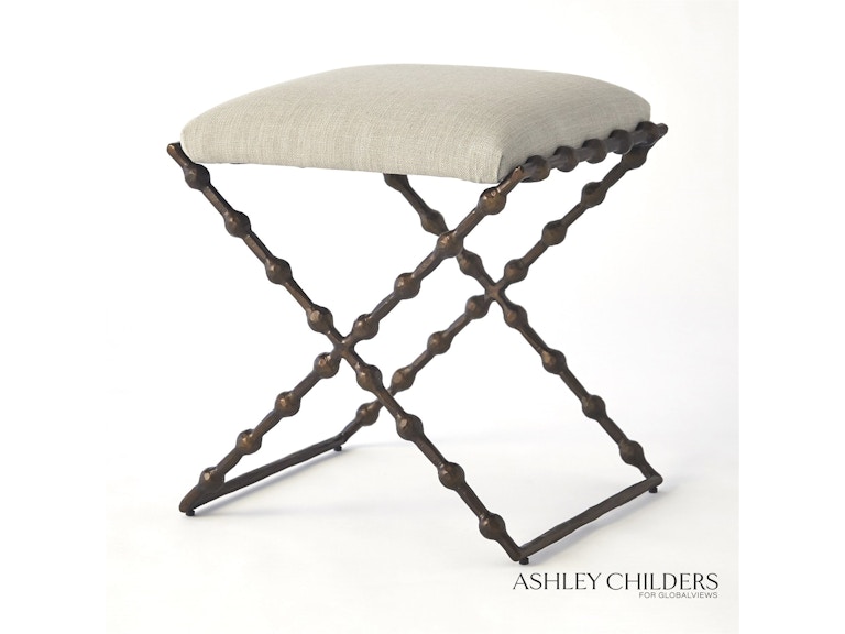 Global Views Living Room Elder Bench-Bronze-Cambric Stone ASH9.90018 at Norwood Furniture