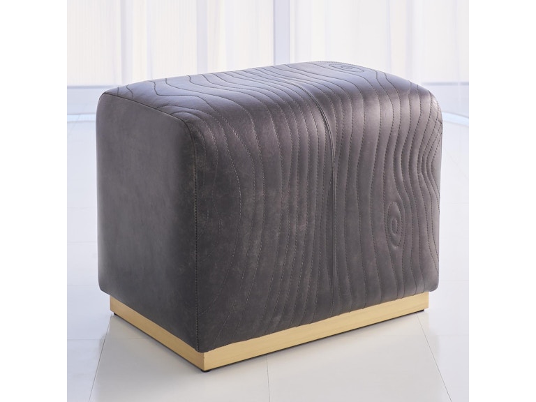 Global Views Living Room Forest Ottoman-Charcoal Leather 7.91041 at Norwood Furniture