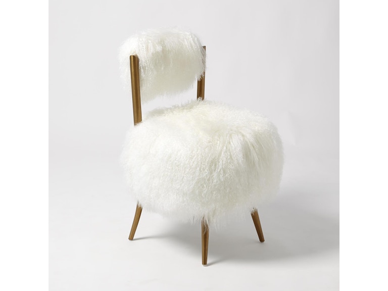 Global Views Living Room Hailey Chair-Mongolian Lamb-White ASH2041 at Norwood Furniture