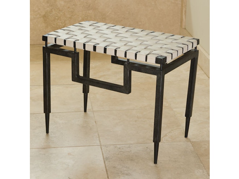 Global Views Living Room Iron/Leather Bench 9.91023 at Norwood Furniture