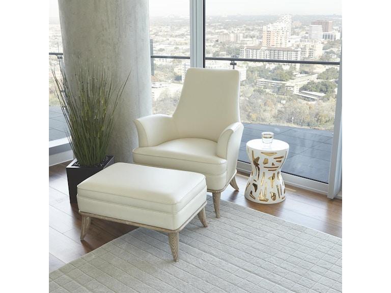 Global Views Living Room Jackie Ottoman-Grey-Milk Leather WDSEH2068-GV at Norwood Furniture