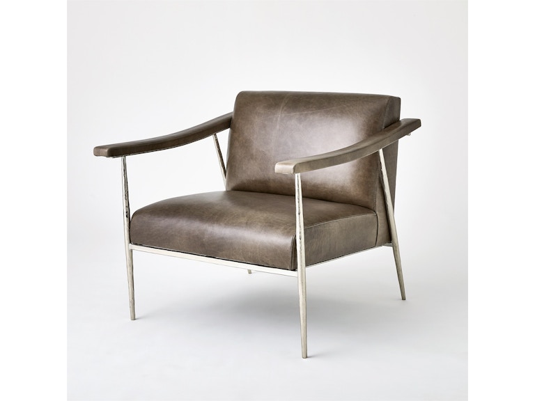 Global Views Living Room L Brooks Leather Chair-Nickel 9.93939 at Norwood Furniture