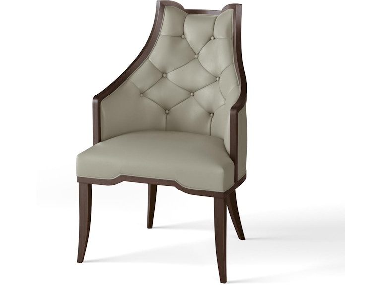 Global Views Living Room Logan Arm Chair-Walnut-Chesterfield Grey Leather WDSEH2055-GV at Norwood Furniture