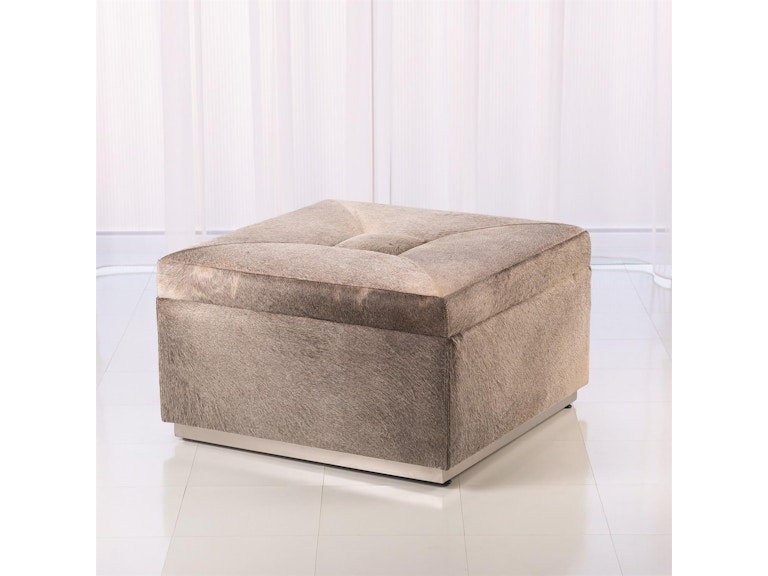 Global Views Living Room Metro Square Storage Ottoman-Grey Hair-on-Hide 7.91048 at Norwood Furniture