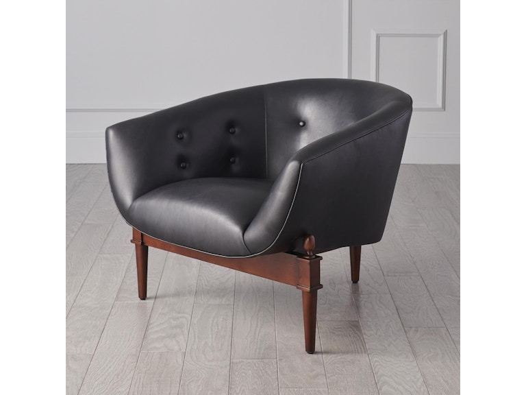 Global Views Living Room Mimi Chair-Black Marbled Leather 2650 at Norwood Furniture