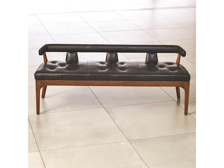 Global Views Living Room Moderno Bench-Black Marble Leather 2581 at Norwood Furniture