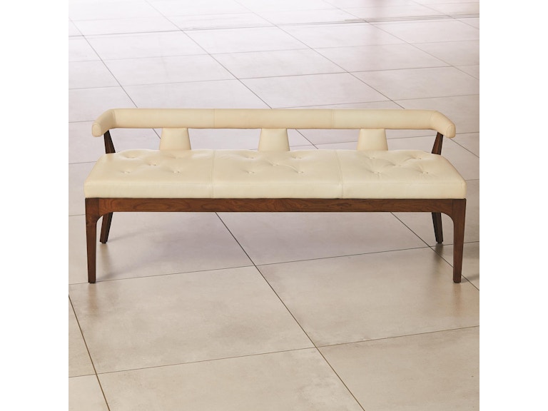 Global Views Living Room Moderno Bench-Ivory Marble Leather 2592 at Norwood Furniture