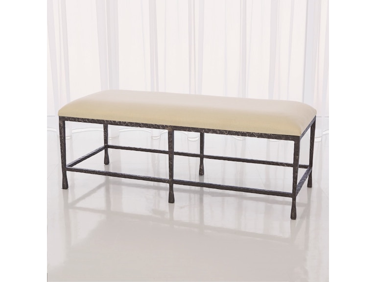 Global Views Living Room Quad Pod Bench with Muslin Cushion-Natural Iron 7.80439 at Norwood Furniture