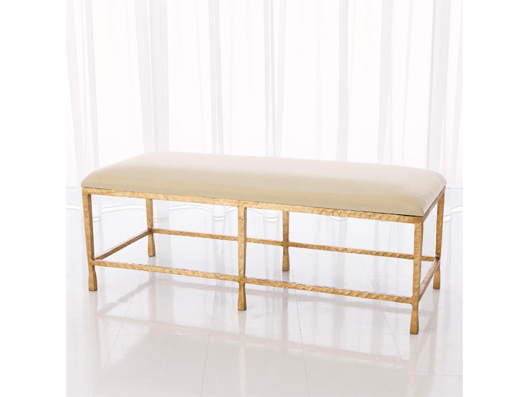 Global Views Living Room Quad Pod Bench with Muslin Cushion-Gold Leaf 7.80429 at Norwood Furniture