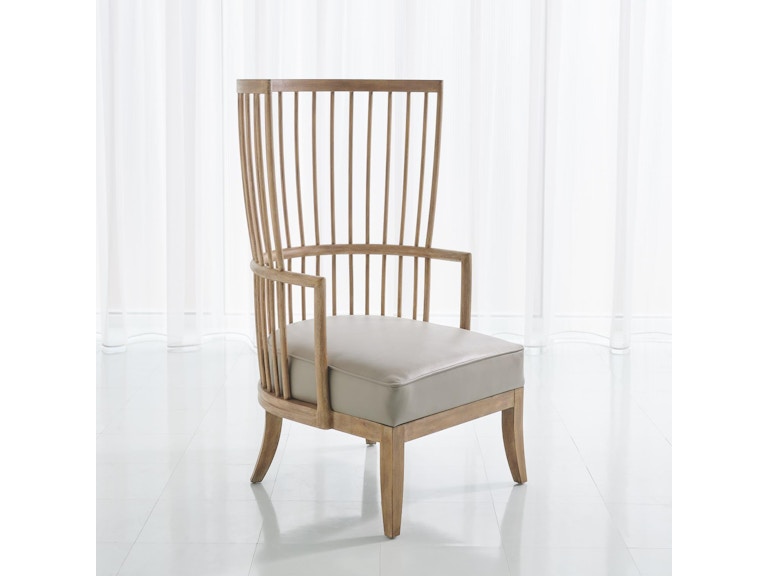 Global Views Living Room Spindle Wing Chair-Grey Leather 7.20193 at Norwood Furniture