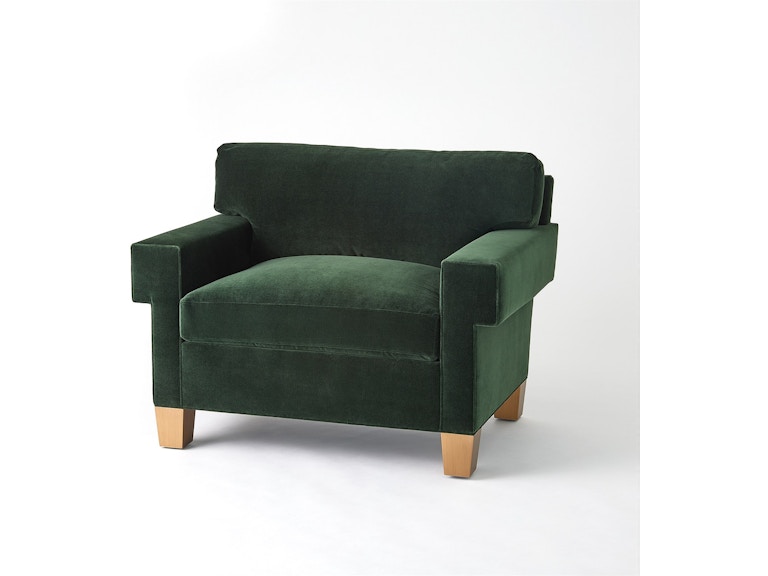 Global Views Living Room Square Arm Chair-Green Velvet 2.20018 at Norwood Furniture