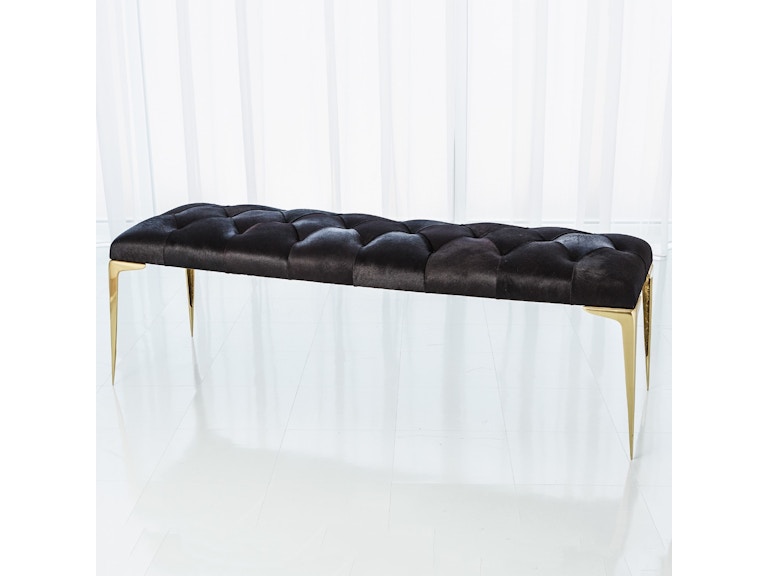 Global Views Living Room Stiletto Bench-Black Hair-on-Hide 9.92720 at Norwood Furniture