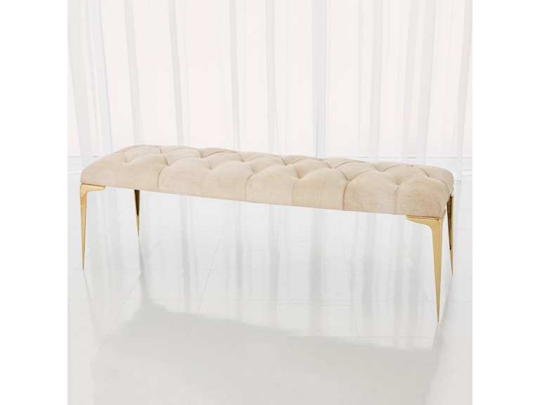 Global Views Living Room Stiletto Bench-White Hair-on-Hide 9.92725 at Norwood Furniture
