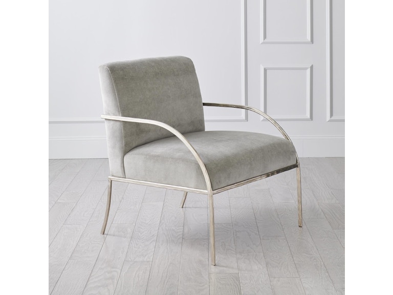 Global Views Living Room Swoop Chair-Grey Velvet-Nickel 9.93091 at Norwood Furniture