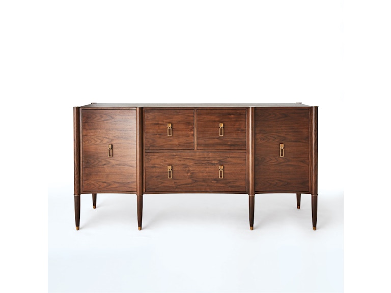 Global Views Living Room Triple Curve Cabinet-Walnut EN2.20008 at Norwood Furniture