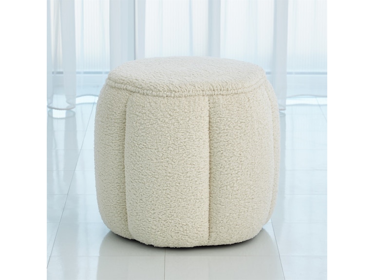 Global Views Living Room Tuffet Ottoman-Sheepskin-Natural ASH2023 at Norwood Furniture