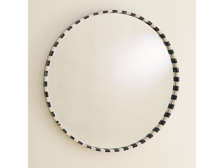 Global Views Mirrors Black/White Marble Mirror-Round 8.82664 at Norwood Furniture