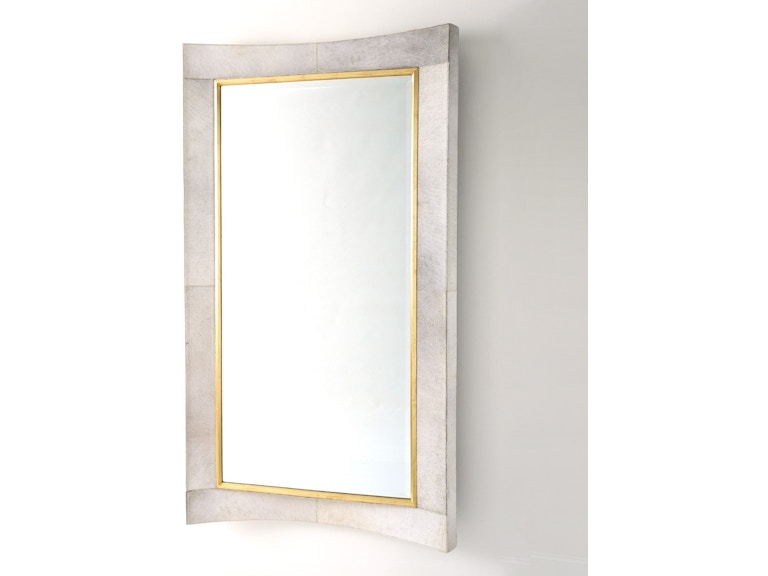 Global Views Mirrors Curved Floor Mirror-White Hair-on-Hide 9.92727 at Norwood Furniture
