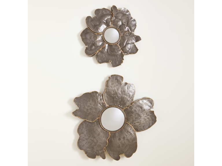 Global Views Mirrors Flower Wall Mirror-Light Gunmetal-Sm WDS9110-GV at Norwood Furniture