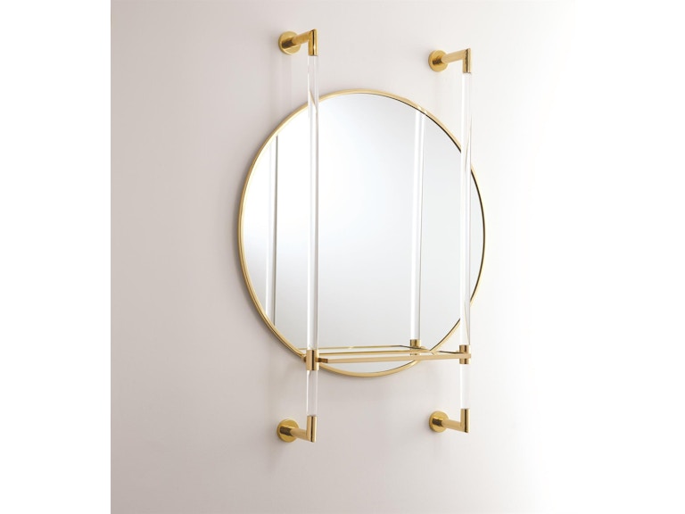 Global Views Mirrors Hadley Mirror-Brass with Glass Shelf JB9.90123 at Norwood Furniture