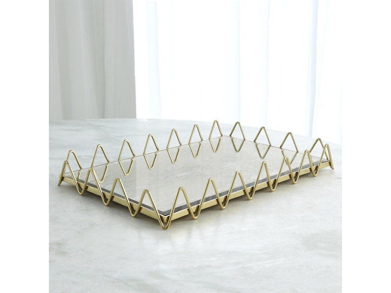 Global Views Mirrors Ric Rac Tray-Gold with Antique Mirror ASH9.90027 at Norwood Furniture