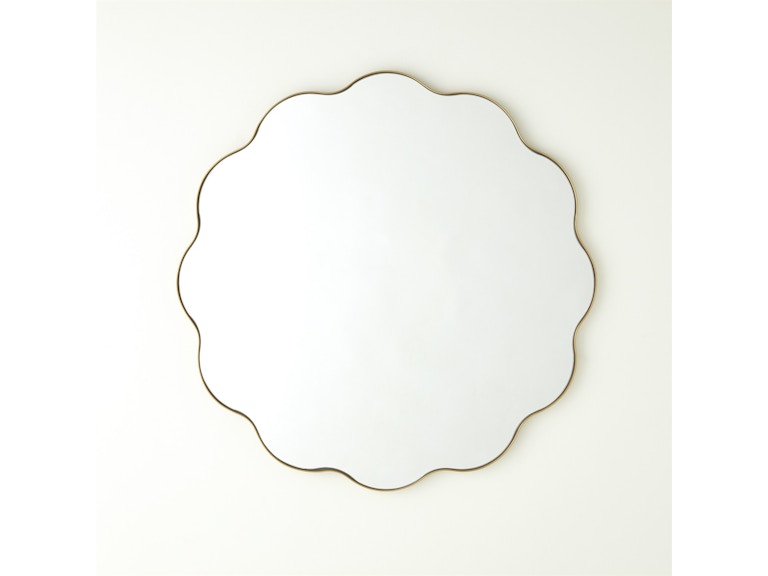 Global Views Mirrors Scalloped Round Mirror with Gold Metal Frame WDS8177-GV at Norwood Furniture
