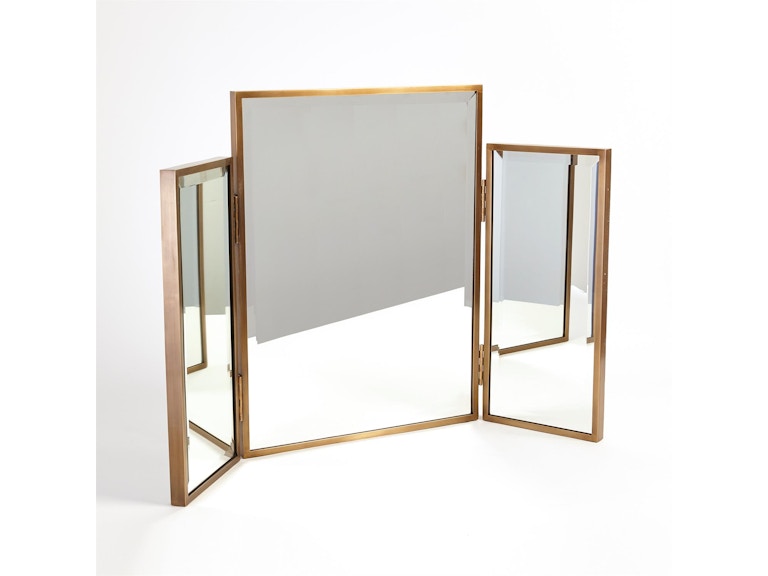 Global Views Mirrors Tri-Fold Vanity Mirror-Antique Brass 9.93416 at Norwood Furniture