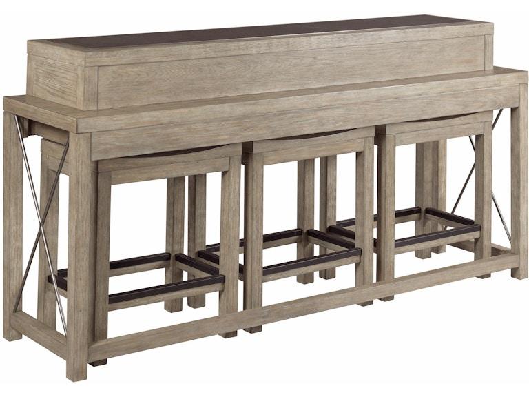 Hammary Casual Dining Bar Console With Three Stools 042-587 at Norwood Furniture