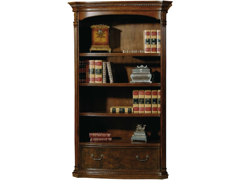 Hekman Home Office Old World Walnut Burl Executive Center Bookcase 79164 at Norwood Furniture