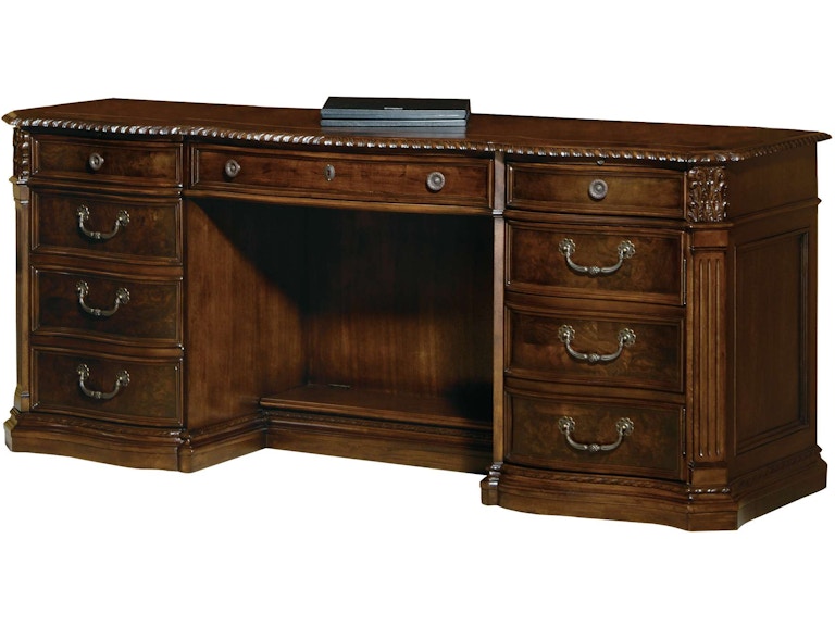 Hekman Home Office Old World Walnut Burl Executive Credenza 79161 at Norwood Furniture