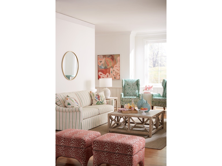 HF Custom Living Room Emme Skirted Studio Sofa (Topstitch) SK31-001 at Norwood Furniture