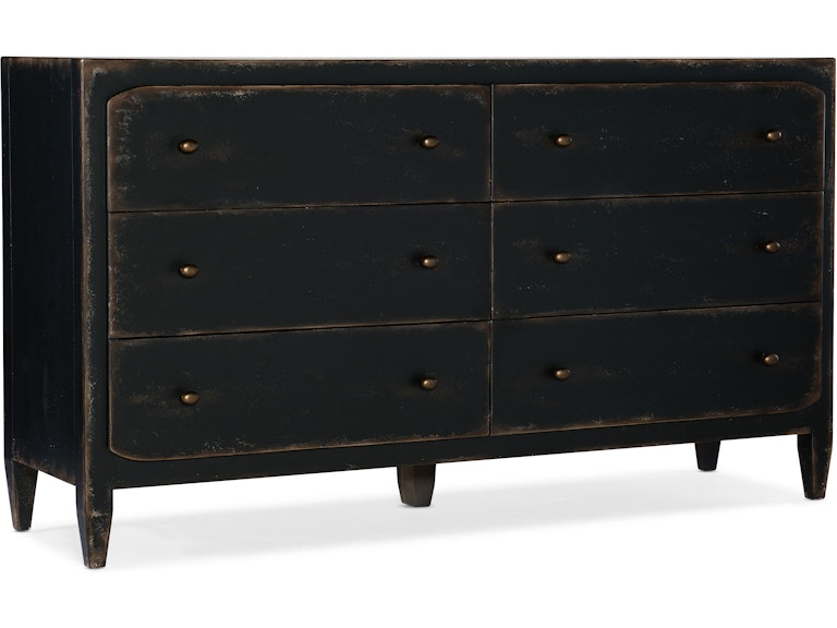 Hooker Furniture Bedroom Ciao Bella Six-Drawer Dresser- Black 5805-90002-99 at Norwood Furniture