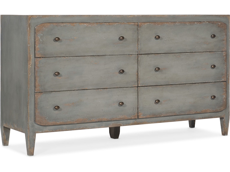 Hooker Furniture Bedroom Ciao Bella Six-Drawer Dresser- Speckled Gray 5805-90002-95 at Norwood Furniture