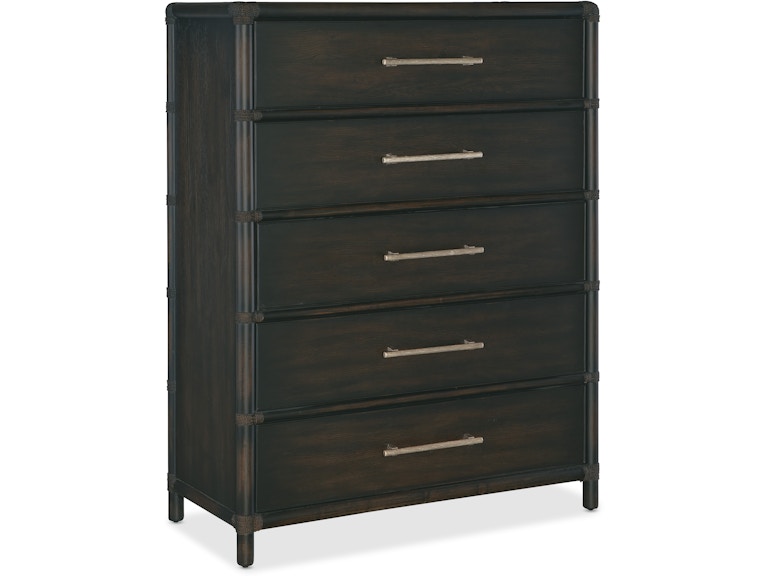 Hooker Furniture Bedroom Retreat Pole Rattan Five-Drawer Chest 6950-90210-99 at Norwood Furniture