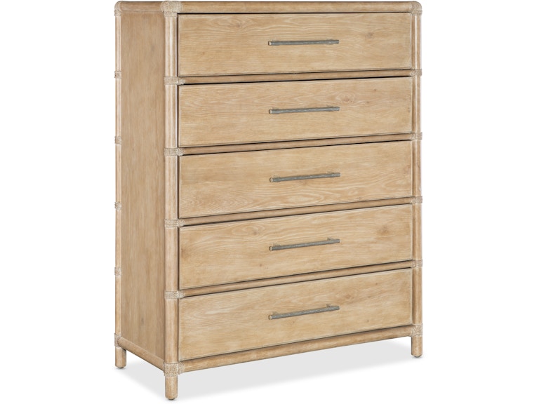 Hooker Furniture Bedroom Retreat Pole Rattan Five-Drawer Chest 6950-90210-80 at Norwood Furniture