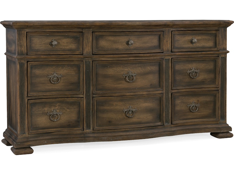 Hooker Furniture Bedroom Williamson Nine-Drawer Dresser 5960-90002-MULTI at Norwood Furniture