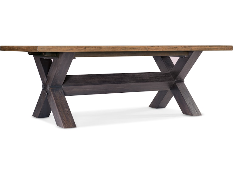 Hooker Furniture Casual Dining Big Sky Trestle Dining Table w/2-20in leaves 6700-75200-80 at Norwood Furniture
