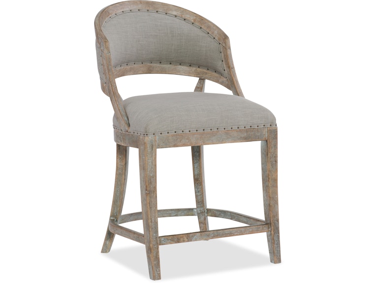Hooker Furniture Casual Dining Boheme Garnier Barrel Back Counter Stool 5750-25350-MWD at Norwood Furniture