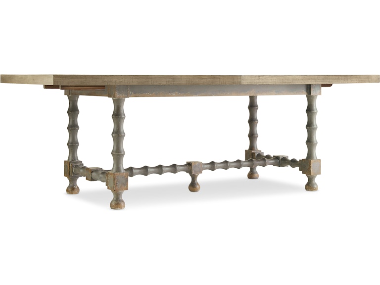 Hooker Furniture Casual Dining Ciao Bella 84in Trestle Table w/ 2-18in Leaves-Natural/Gray 5805-75200-85 at Norwood Furniture