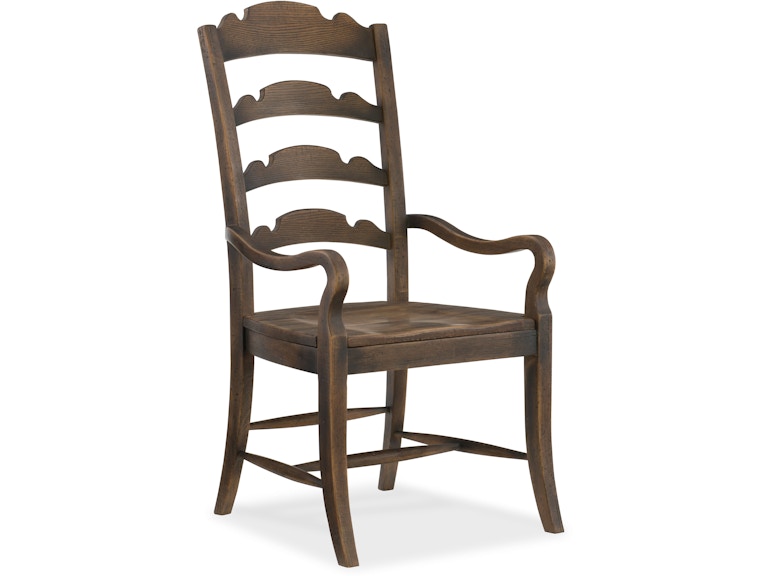 Hooker Furniture Casual Dining Hill Country Twin Sisters Ladderback Arm Chair - 2 per carton/price ea 5960-75300-BRN at Norwood Furniture