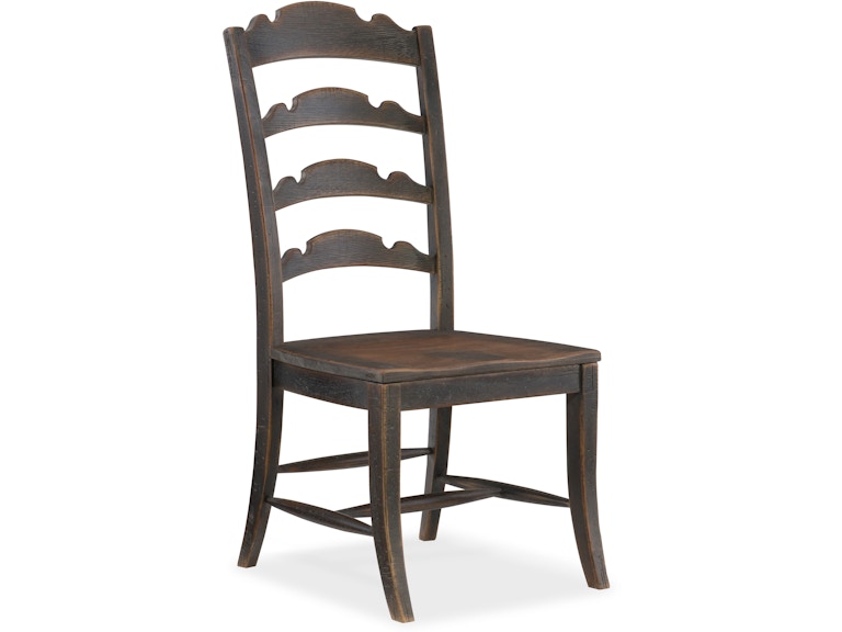 Hooker Furniture Casual Dining Hill Country Twin Sisters Ladderback Side Chair - 2 per carton/price ea 5960-75310-BLK at Norwood Furniture