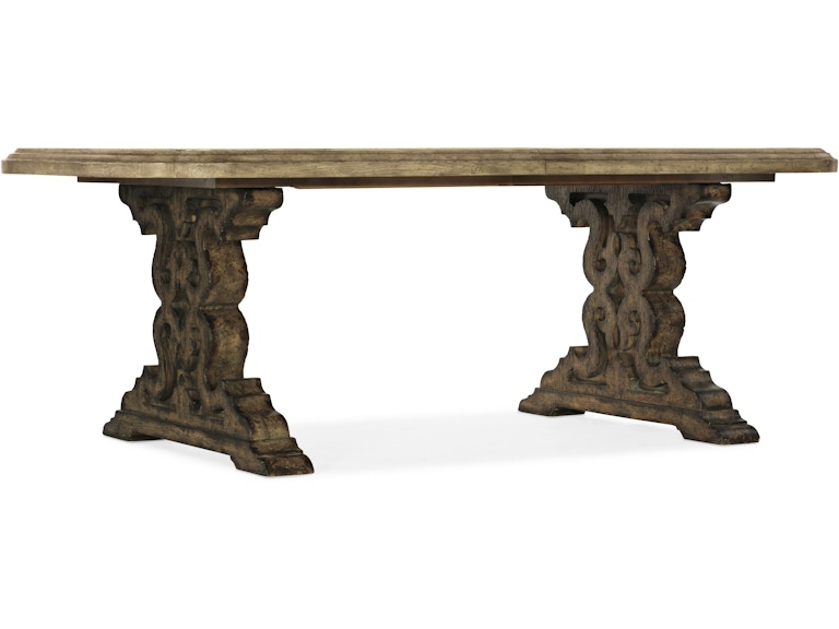 Hooker Furniture Casual Dining La Grange Le Vieux 86in Double Pedestal Table w/2-18in Leaves 6960-75200-81 at Norwood Furniture