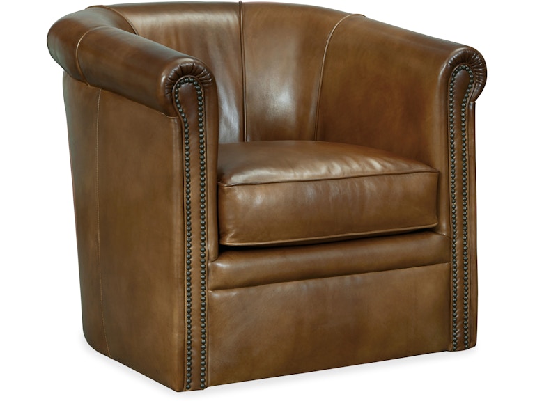 Hooker Furniture Living Room Axton Swivel Leather Club Chair CC388-SW-083 at Norwood Furniture