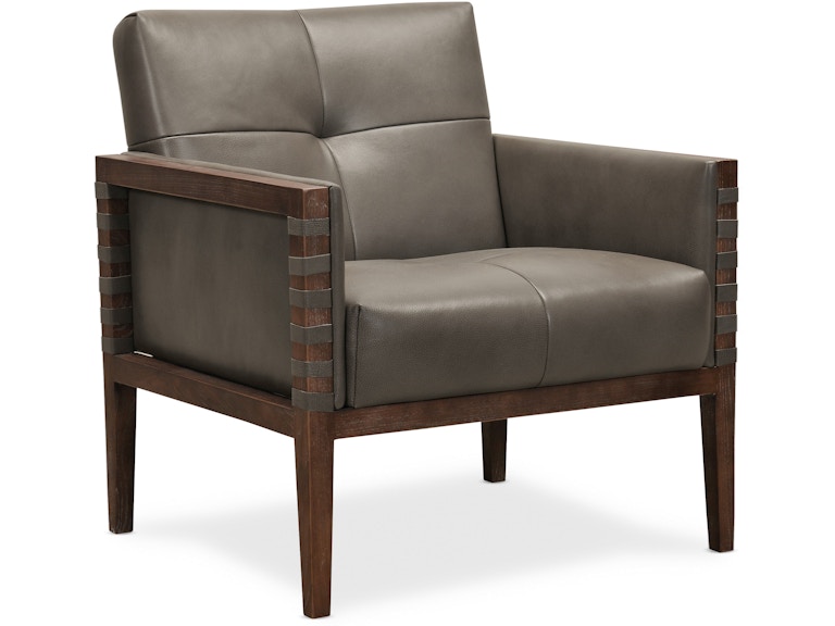 Hooker Furniture Living Room Carverdale Leather Club Chair w/Wood Frame CC401-095 at Norwood Furniture