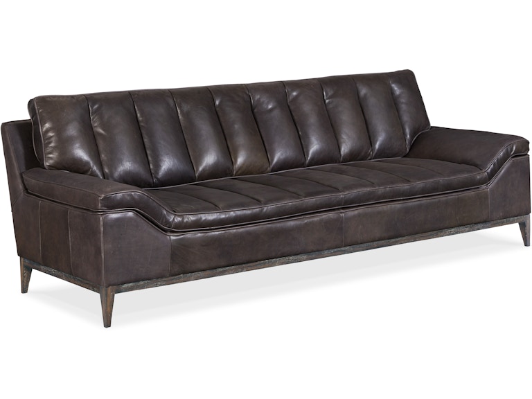 Hooker Furniture Living Room Kandor Leather Stationary Sofa SS604-03-097 at Norwood Furniture