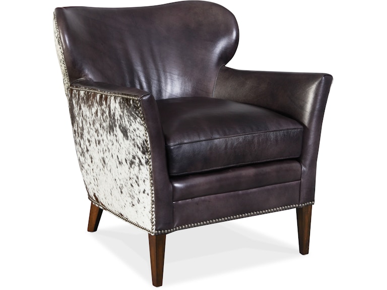 Hooker Furniture Living Room Kato Leather Club Chair w/ Salt Pepper HOH CC469-097 at Norwood Furniture