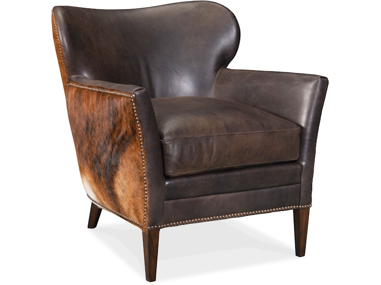 Hooker Furniture Living Room Kato Leather Club Chair w/ Dark HOH CC469-089 at Norwood Furniture